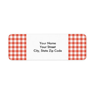 Orange and White Gingham Pattern address label