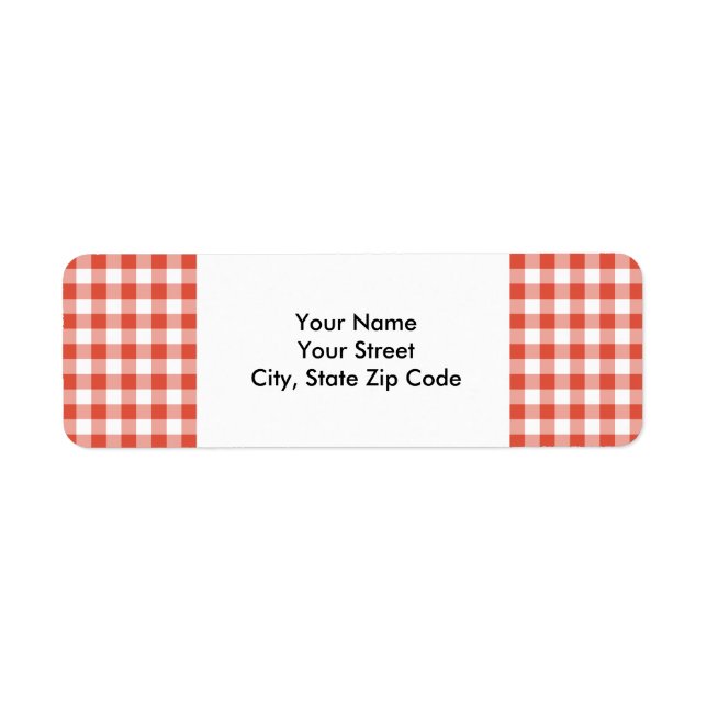 Orange and White Gingham Pattern address label (Front)
