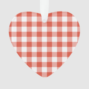 Orange and White Gingham Pattern Ornament