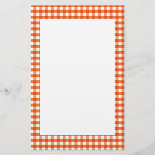 Orange and White Gingham Pattern Stationery