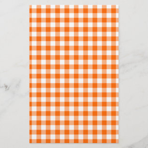 Orange and White Gingham Stationery
