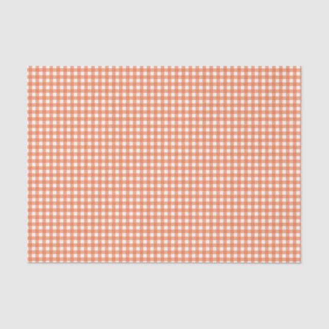 Orange and White Gingham Tissue Paper (Front)