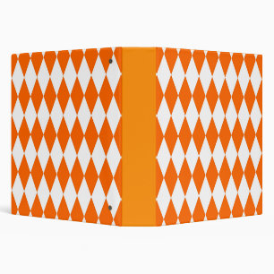 Orange and White Harlequin Diamonds Check Design  Binder