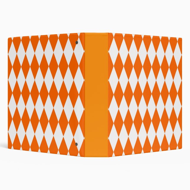 Orange and White Harlequin Diamonds Check Design  Binder (Background)