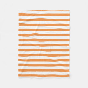 Orange and White Horizontal Stripe Fleece Blanket