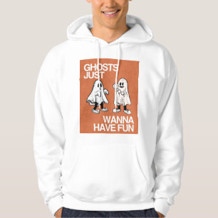 Orange and White Illustrated Spooky Ghost T shirt