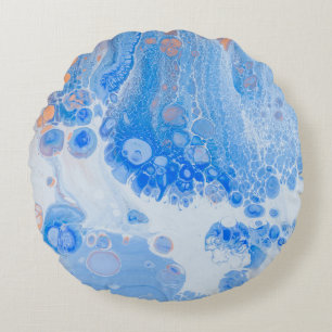 Orange and white jellyfish in water round pillow