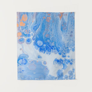 Orange and white jellyfish in water tapestry