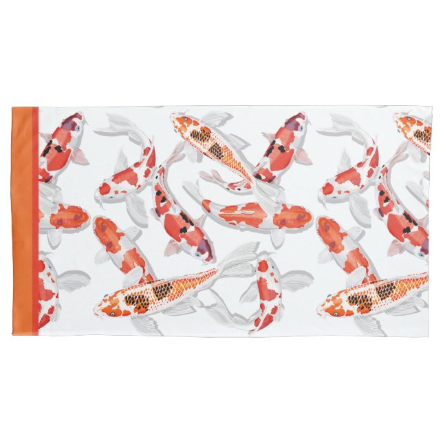 Orange and white koi fish pillowcase (Front-Left)