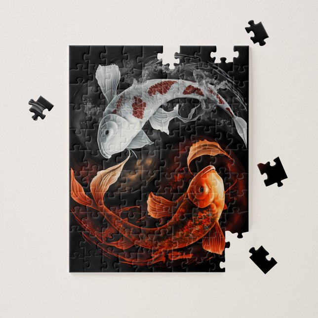 Orange And White Lucky Koi Fish Japan Art Jigsaw Puzzle (Creator Uploaded)