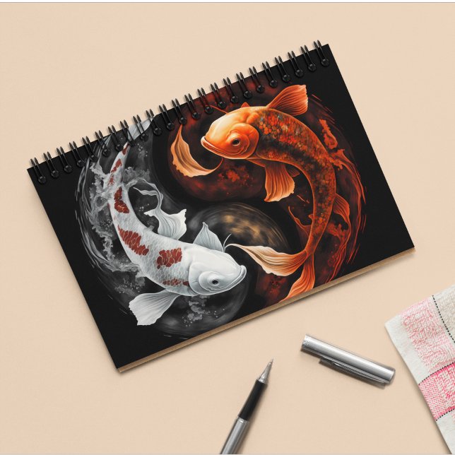 Orange And White Lucky Koi Fish Japan Art Notebook (Creator Uploaded)
