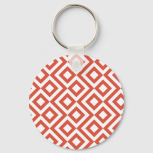 Orange and White Meander Keychain