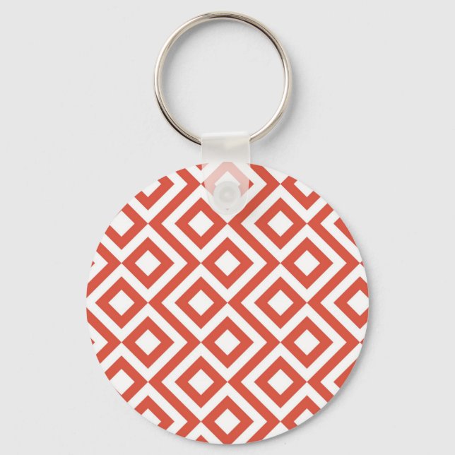Orange and White Meander Keychain (Front)