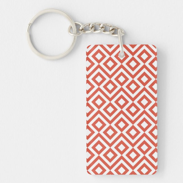 Orange and White Meander Keychain (Front)