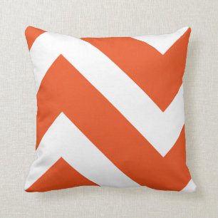 Orange and White Modern Chevron Geometric Throw Pillow