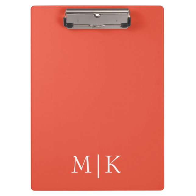 Orange and White | Modern Monogram Clipboard (Front)