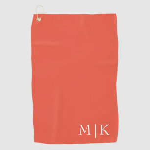 Orange and White   Modern Monogram Golf Towel