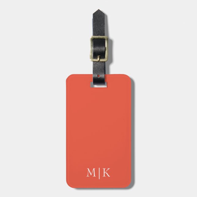 Orange and White | Modern Monogram Luggage Tag (Front Vertical)