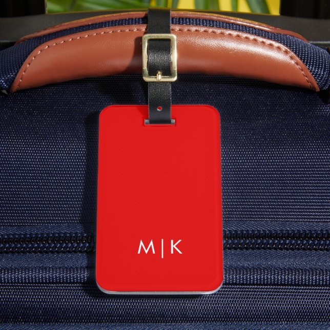 Orange and White | Modern Monogram Luggage Tag (Front Insitu 2)