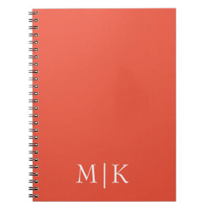 Orange and White   Modern Monogram Notebook