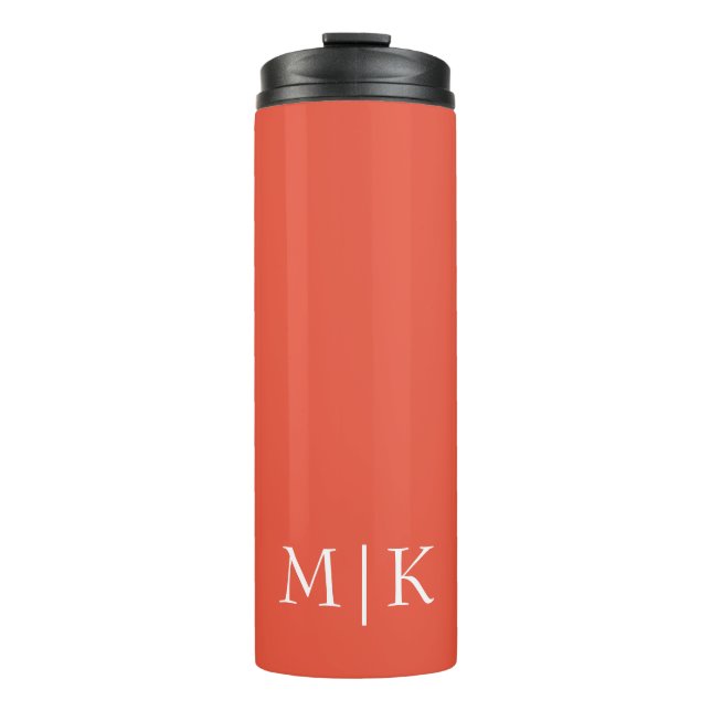 Orange and White | Modern Monogram Thermal Tumbler (Front)