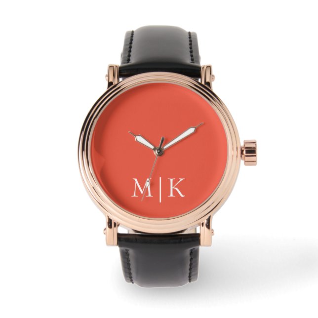 Orange and White | Modern Monogram Watch (Front)
