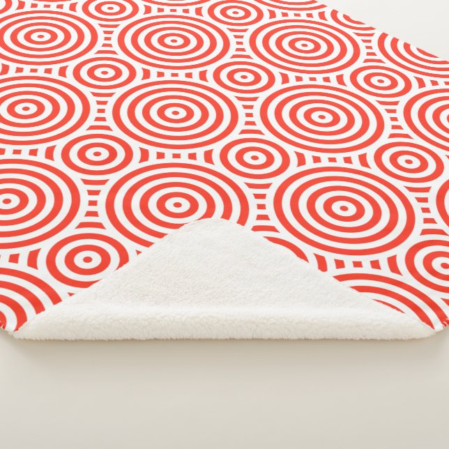 Orange and White Nested Circular Pattern Sherpa Blanket (3/4)