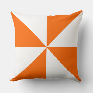 Orange and White Pinwheel Throw Pillow
