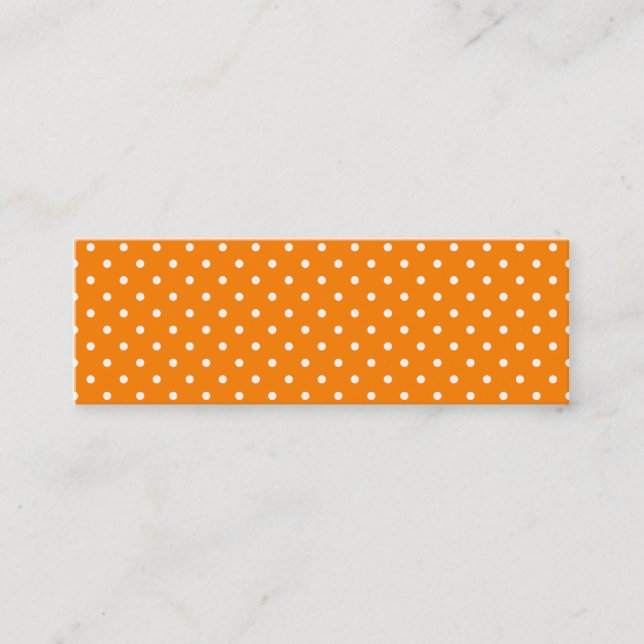Orange and White Polka Dots Mini Business Card (Front)