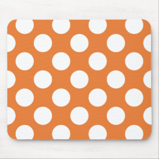 Orange and White Polka Dots Mouse Pad