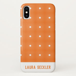 Orange and White Polka Dots Pattern Monogram iPhone X Case