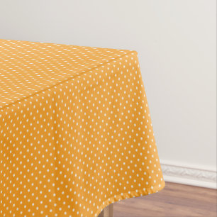 Orange and White Polka Dots Tablecloth