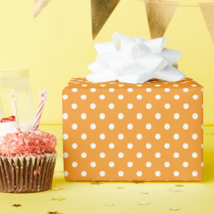 Orange and White Polka Dots Wrapping Paper
