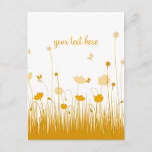 Orange and White Poppies Meadow Script Postcard