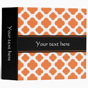 Orange and White Quatrefoil Pattern Binder