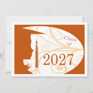 Orange and White Silhouette 2027 Card