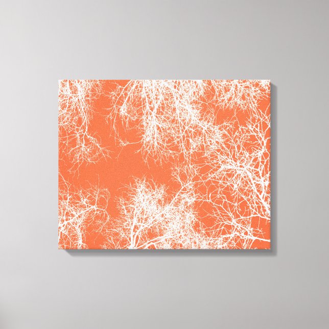 Orange and white silhouetted trees canvas print (Front)
