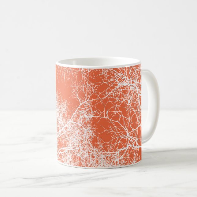 Orange and white silhouetted trees coffee mug (Front Right)