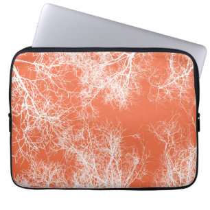 Orange and white silhouetted trees laptop sleeve
