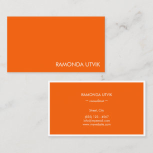 Orange and White Simple Clean Business Card