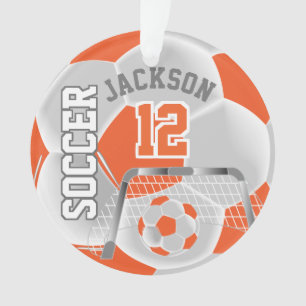 Orange and White ⚽ Soccer Sport Ornament
