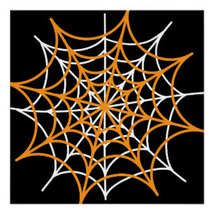 Orange and white spider web  poster