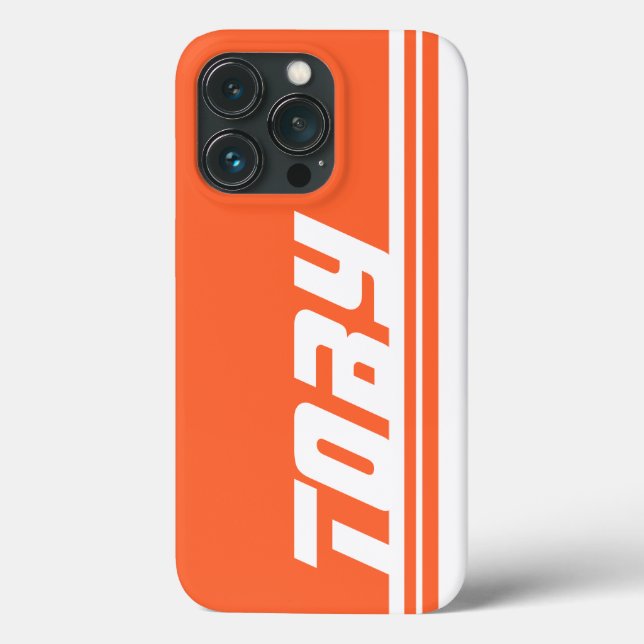 Orange and white sports stripes custom case (Back)