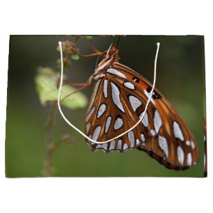 Orange and White Spotted Gulf Butterfly Green Gulf Large Gift Bag