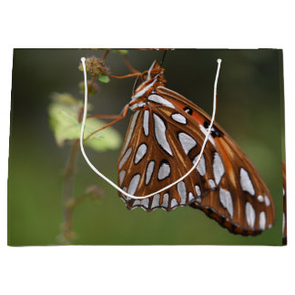 Orange and White Spotted Gulf Butterfly Green Gulf Large Gift Bag