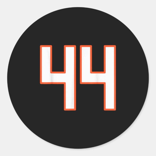 Orange And White Srts Number 44 Jersey Uniform Pla Classic Round Sticker (Front)