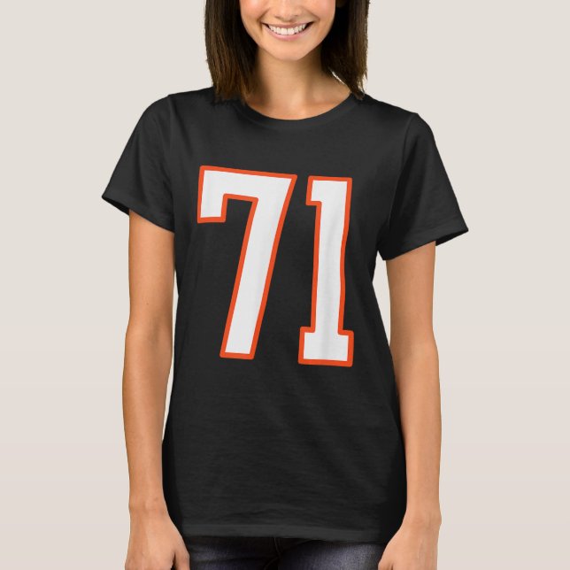 Orange And White Srts Number 71 Jersey Uniform Pla T-Shirt (Front)