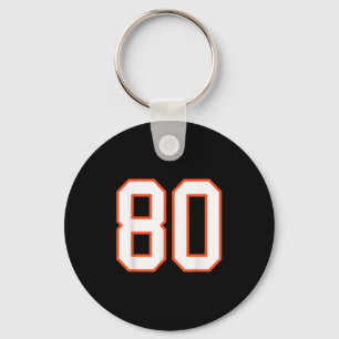Orange And White Srts Number 80 Jersey Uniform Pla Keychain