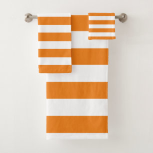 Orange and White Striped Bath Towel Set