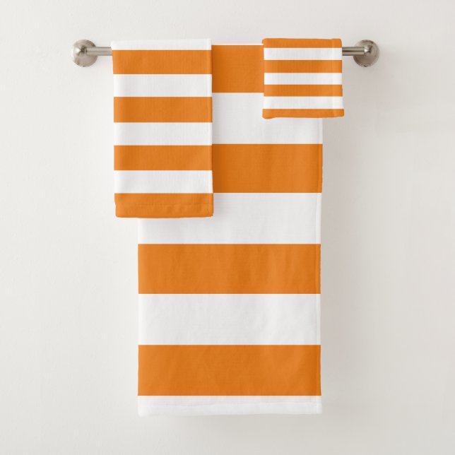Orange and White Striped Bath Towel Set (Insitu)